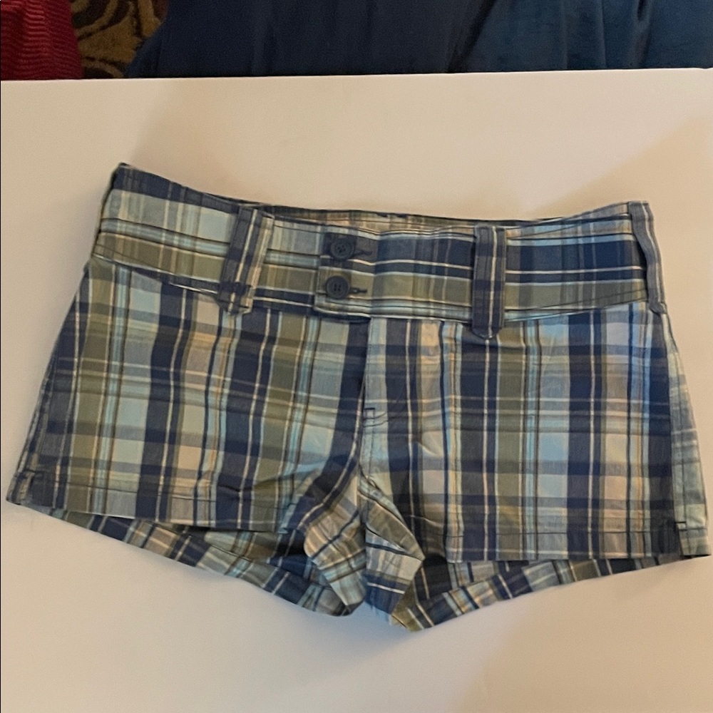 Abercrombie & Fitch Vintage Y2K Plaid Blue and Green Women's Shorts